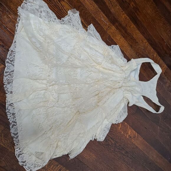 Vintage Judith March Cream Ruffled Lace Boho Tank Top - Picture 2 of 10